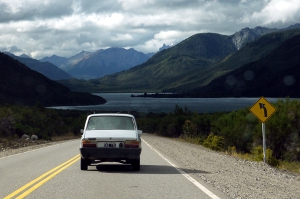 Driving to a lake in Patagonia