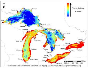 GLEAM Great Lakes Stressors map